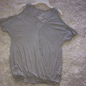 American Eagle striped cold shoulder